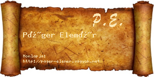 Páger Elemér névjegykártya